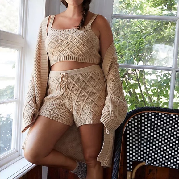 Anthropologie, Current Air,  3 Pc cable kit sweater set , Beige, Lounge Set - Picture 3 of 6